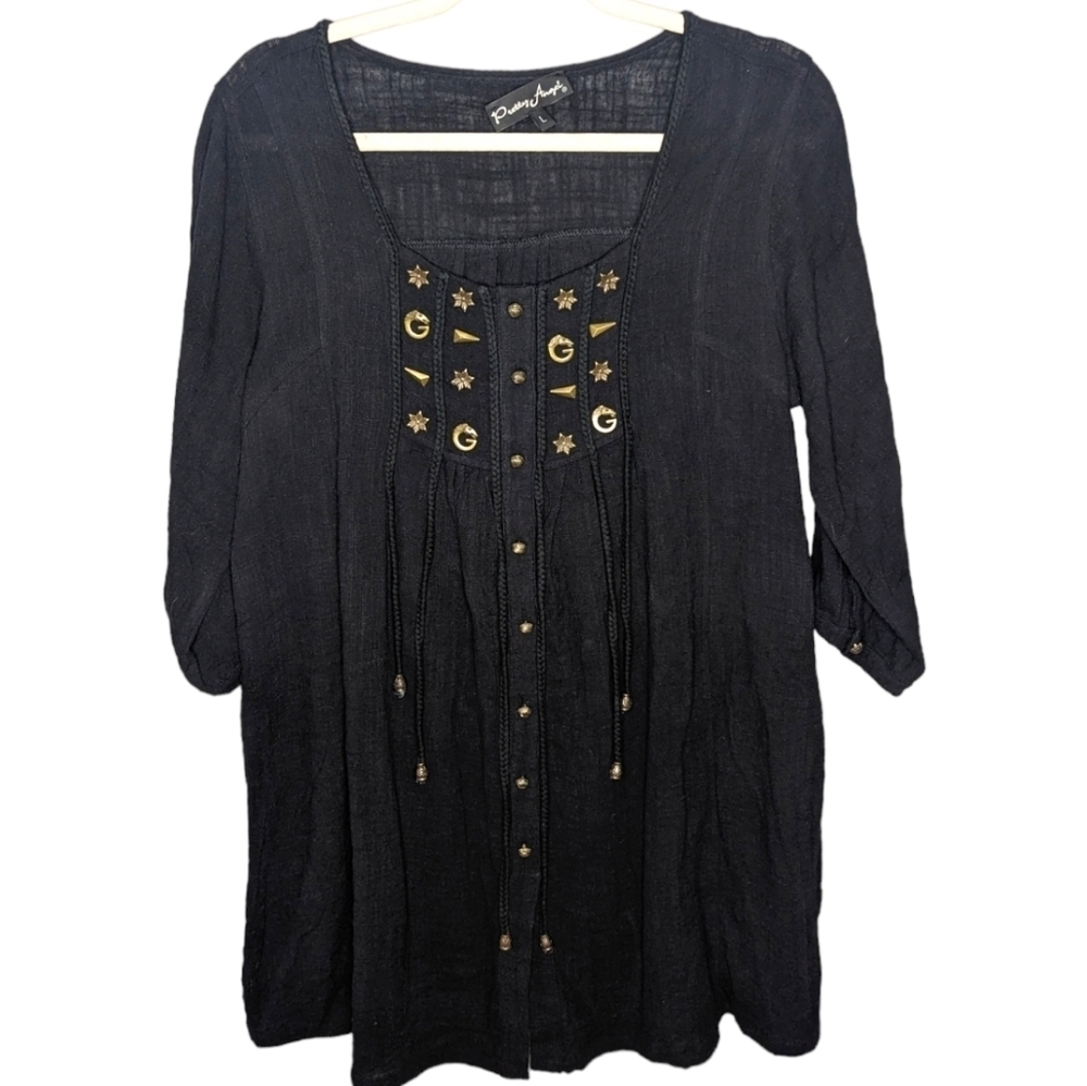 Pretty Angel Bejeweled Witch Core Gothic Tunic Dress with Charms/Tassels size L